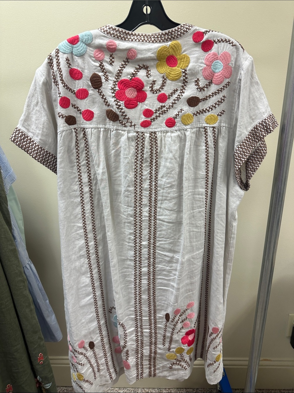 Johnny Was White Mini Dress with Multicolor Floral Embroidery - Picture 3 of 3